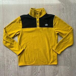 North Face Fleece Jacket Men’s Size M Yellow Black Colorblock 1/4 Zip Pullover